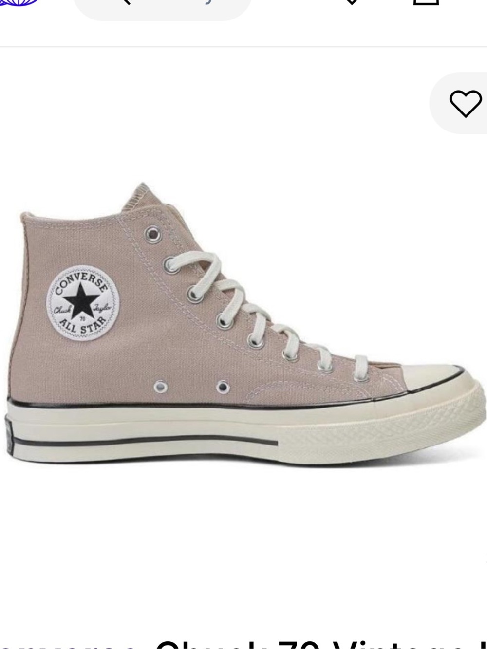 Converse 70s High Top Sneaker in Taupe Canvas with Cream Sole